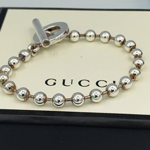 Gucci Sterling Sliver Ball Chain Bracelet 8 Inch - Picture 1 of 6